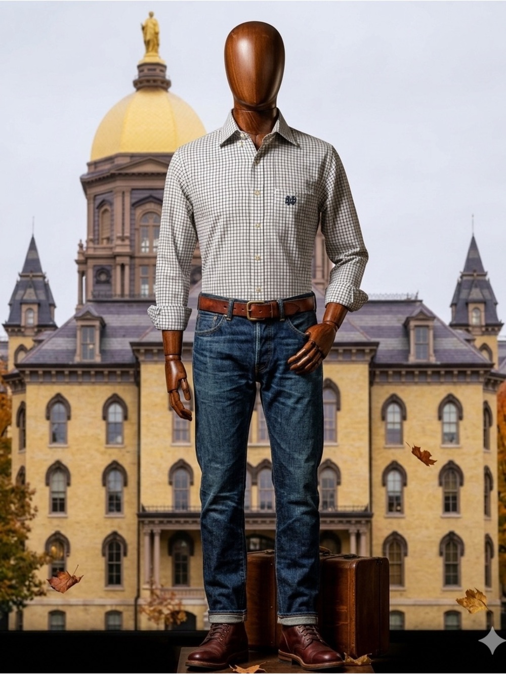 Peter Millar Notre Dame Fighting Irish Plaid Button Down Shirt Men's L Cotton